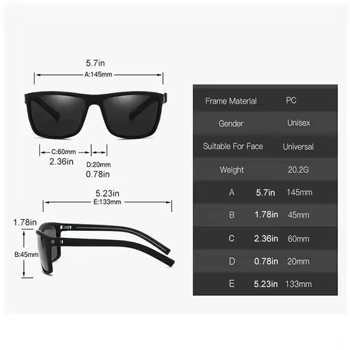 Square Polarized Sunglasses for Men and Women Lightweight Frame Sun Glasses - Image 2