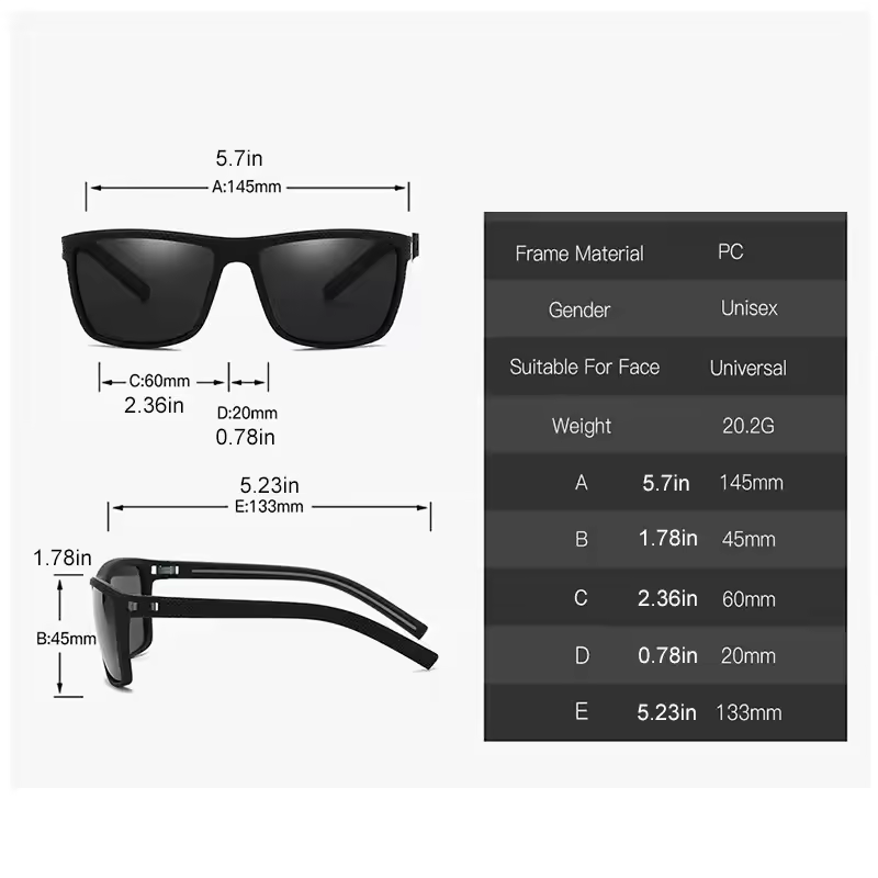 Square Polarized Sunglasses for Men and Women Lightweight Frame Sun Glasses - Image 2