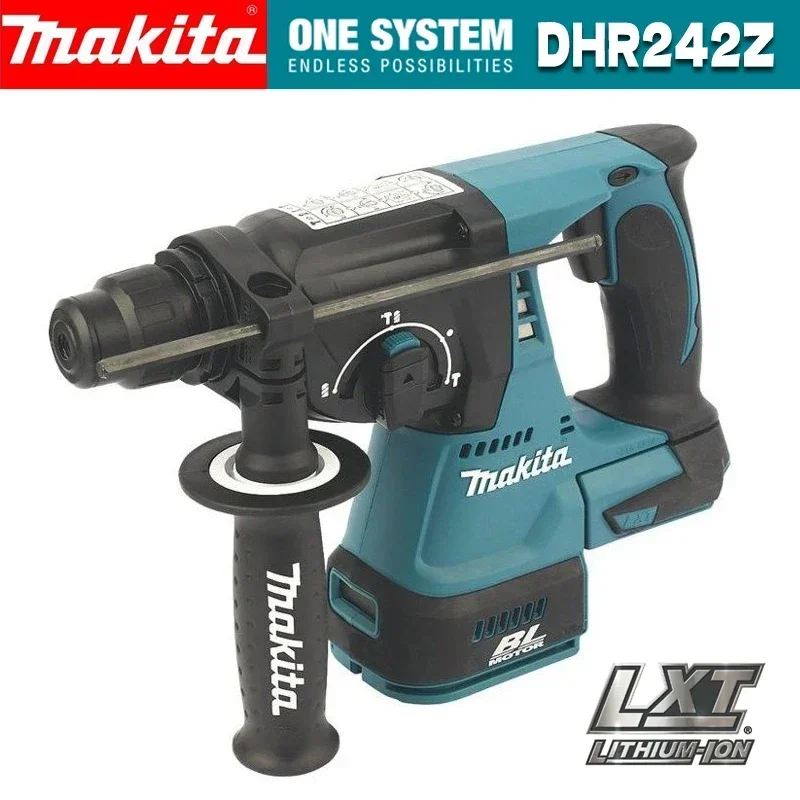 Makita-ブラシレスコードレスロータリーハンマー、充電式電動ドリル、ブラシレス、sds-plus、dhr242z、dhr242、18v、24mm、2.0j