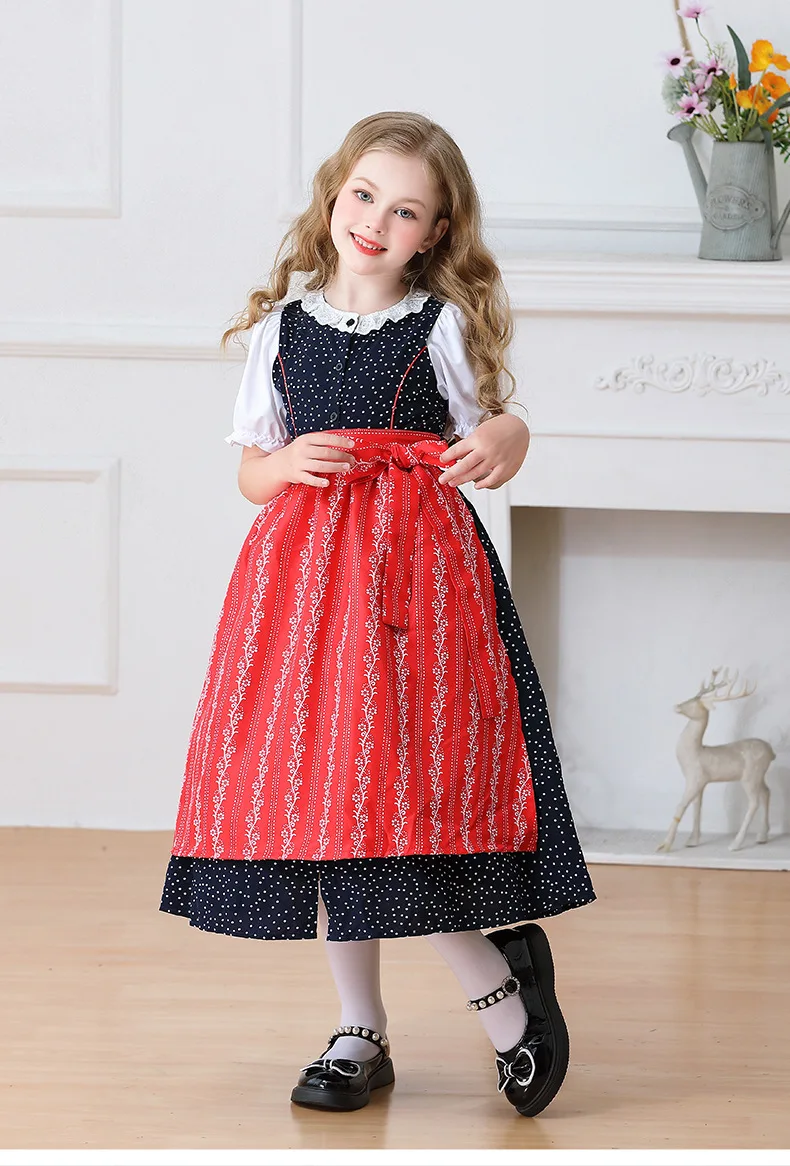 Kinder Karnevalskostüm München Oktoberfest Mädchenkostüm Klassisches Alpen-Landkostüm Mädchen Paradekostüm Cosplay Festliches Kleid Party – Detail 30