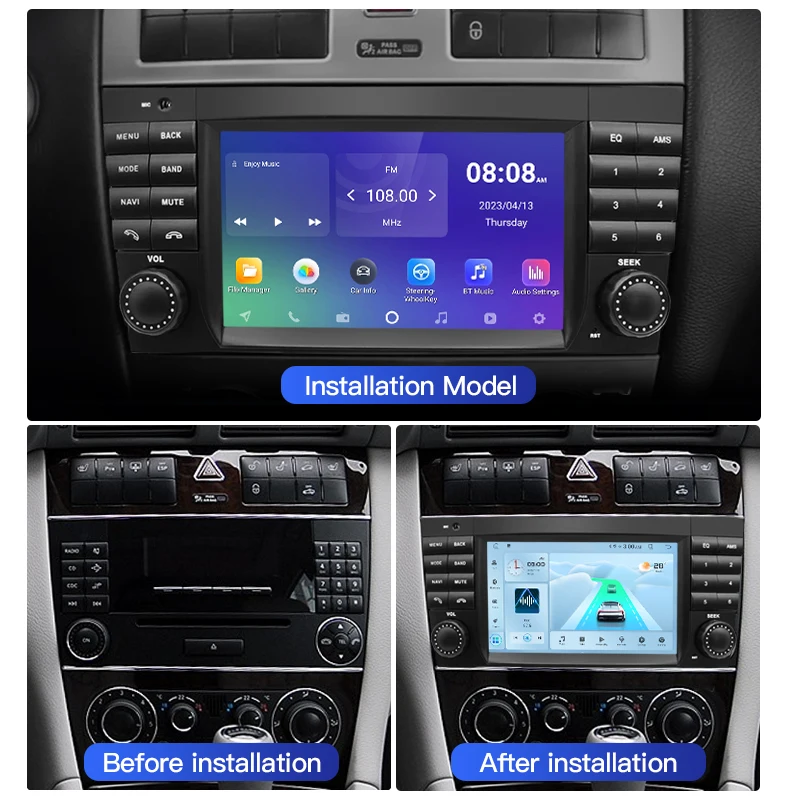 For Mercedes Benz W203 Class W169 B Class W245 Vito W639 GPS Navigation WIFI Android 13 Wireless Carplay Car Play Android Auto