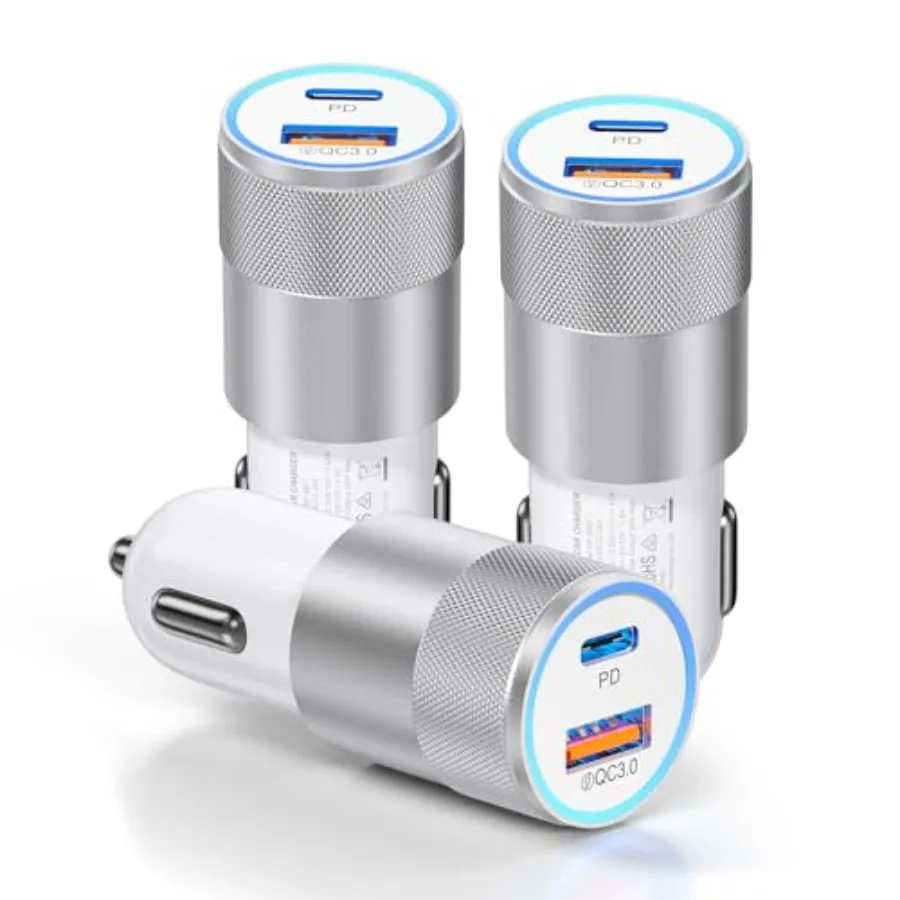 

Car Charger, 38W Dual Port Fast Charge PD and QC 3.0 Car Adapter Cigarette Lighter USB Plug for iPhone 16/15/14/13 Pro Max, iPa