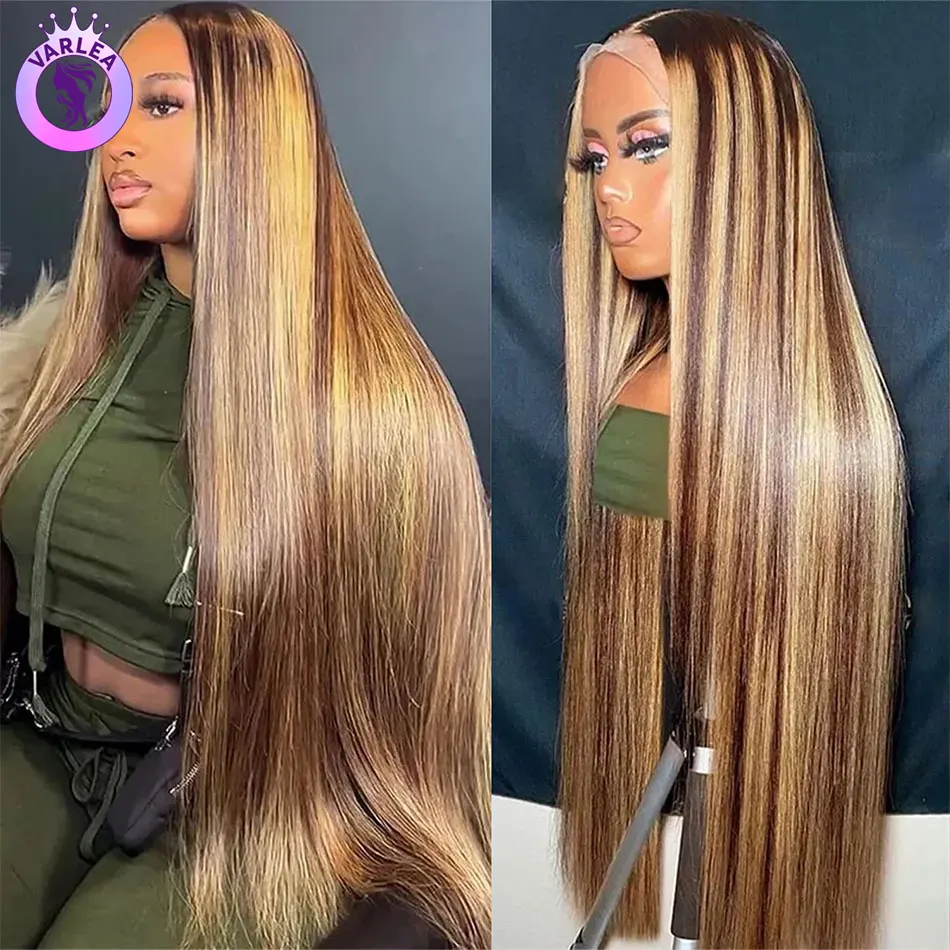 Gerade Highlight Spitze Front Perücke menschliches Haar 13x4 13x6 HD Spitze Frontal Perücke vor gezupft gerade Ombre blonde Spitze Front Perücke