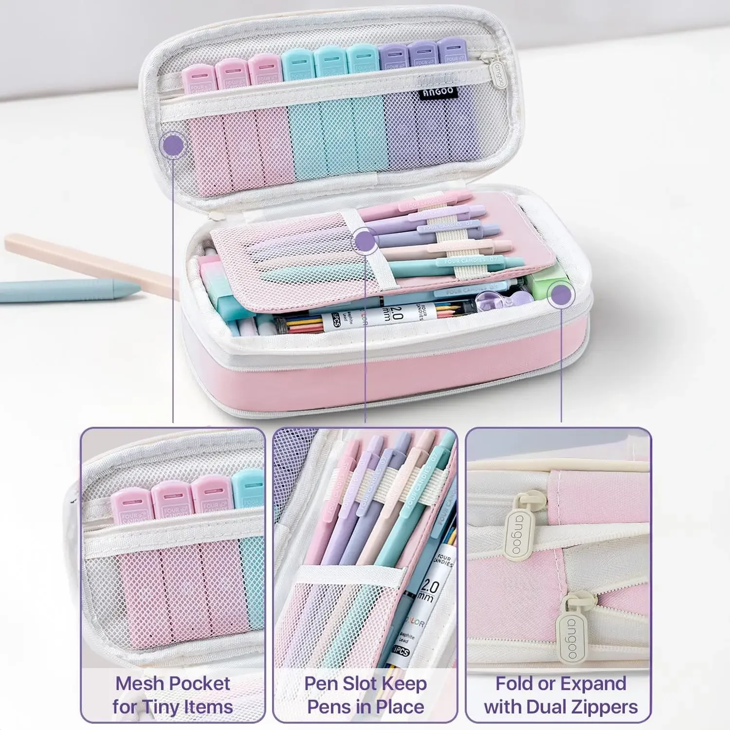 Four Candies 36PCS Learning Materials, Aesthetic School Supplies in Large Capacity Pencil Case, 12PCS Mechanical Pencils 0.5-2.0mm with 624PCS Lead Refills,Cute Aesthetic Mechanical Pencils for Writing,Drawing & Drafting, Back to School Supplies Shopping view 5