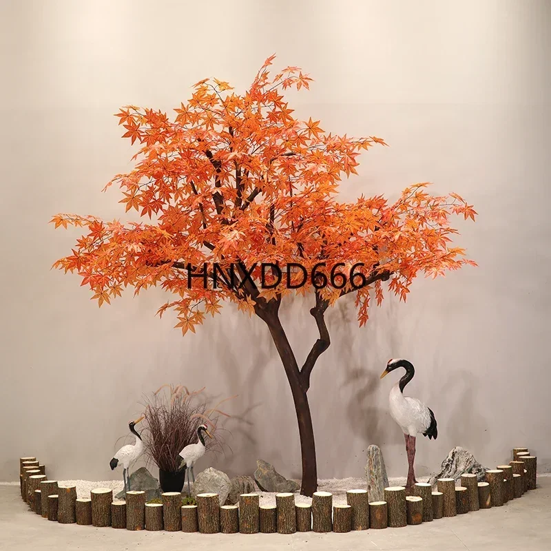 newSimulation Red Maple Fake Hotel Shopping Mall Landscape Decoration Large Tree Shooting Props Treess