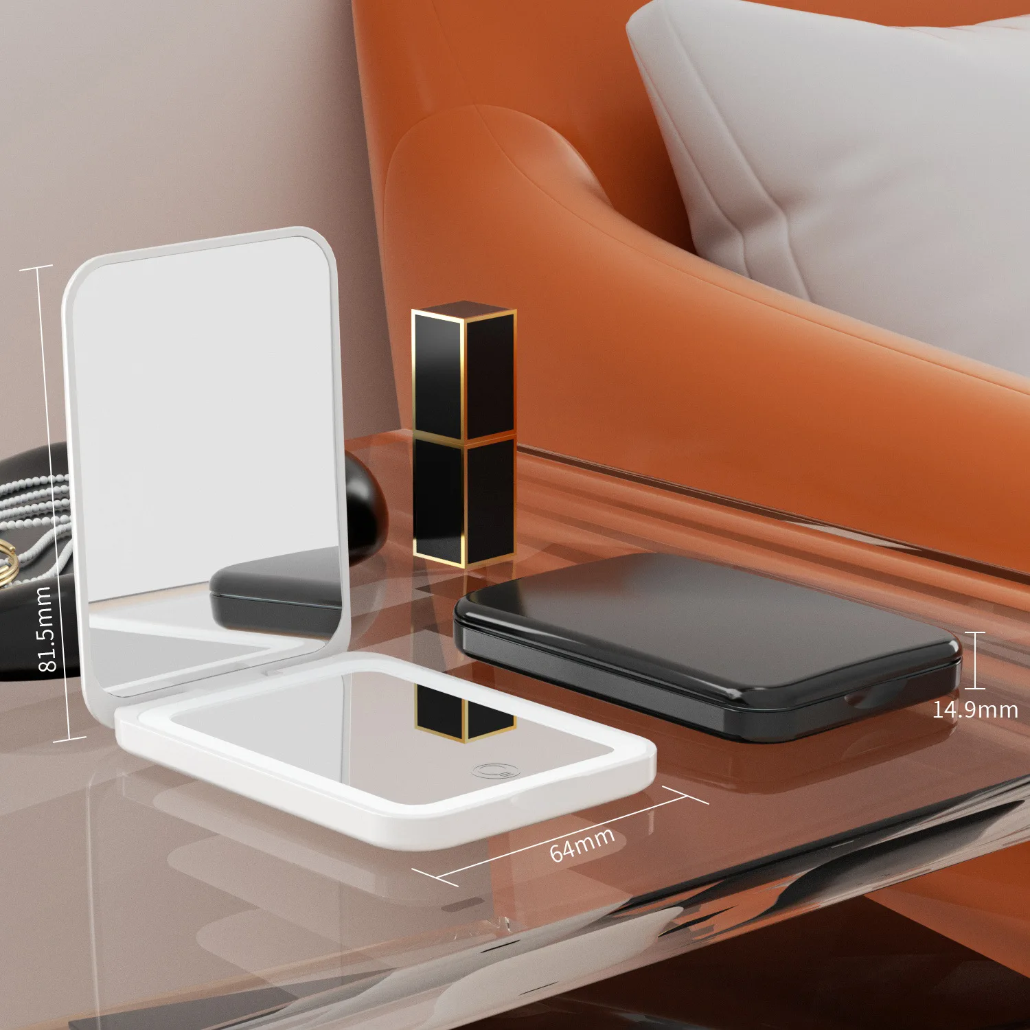 Pocket Mirror, 1X/3X Magnification LED Compact Travel Makeup Mirror with Light for Purse, 2-Sided, Portable, Folding, Handheld