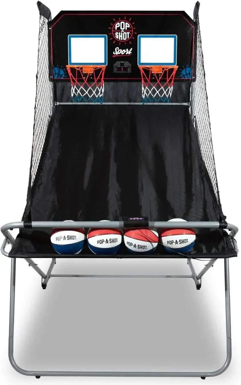Pop-A-Shot - Dual Shot Sport | Arcade Basketball Game for Home | Paddle Scoring Hoop, 10 Game Modes, 4 Balls | Foldable for Easy