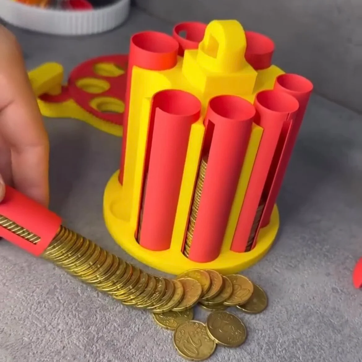 3D Printed Coin Storage Jar, Fun Rotating Sorting Counter, Multifunctional Hand-Cranked Storage Sorter