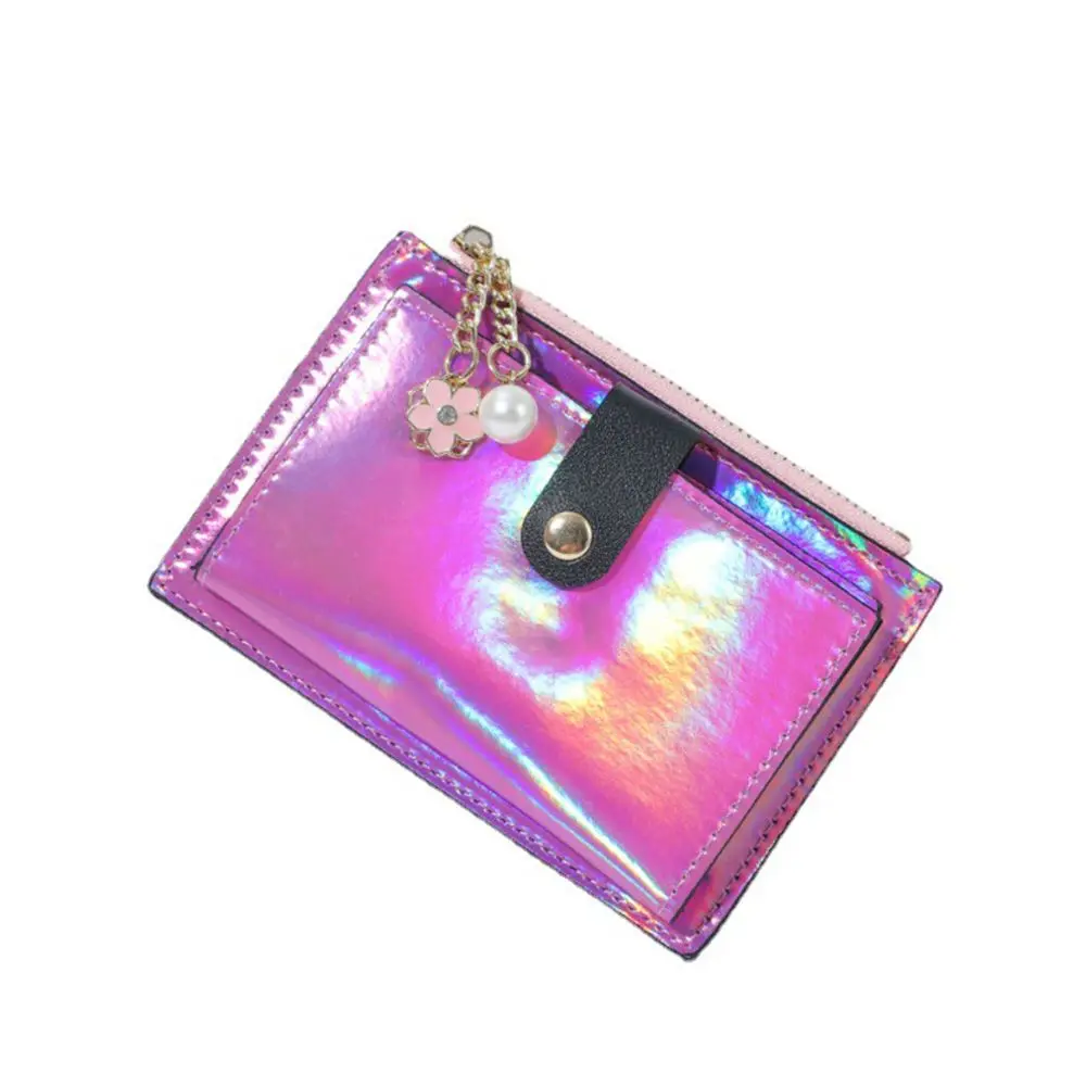 Casual Laser Colorful PU Leather Credit Card Holder Bags Purse Money Bag Short Wallet
