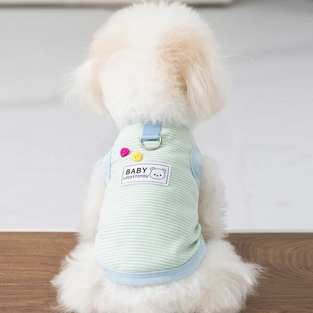 

Spring and Summer Dog Thin Breathable Striped Vest Bichon Leashable T-Shirt Yorkie Cool Pullover Pet Supplies Puppy Clothes