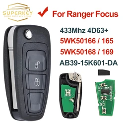 SUPERKEY AB39-15K601-DA 434 Mhz 5 wk5016 5 klucz składany 2Btn FSK 4 d63 Chip dla Ford Ranger Focus Mondeo 2011 2012 2014 2015 5 wk50166