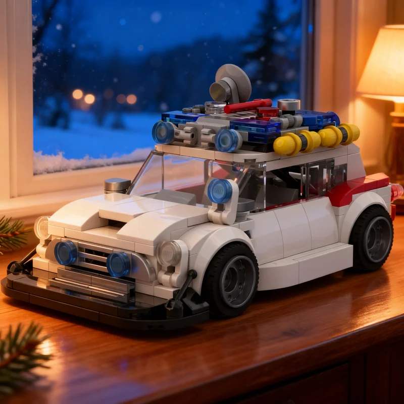 330pcs MOC city Champions 2022 MINI Cooper S Custom 'Ecto-1' Model Christmas Gift Home Decor Collectible Living Room Decoration