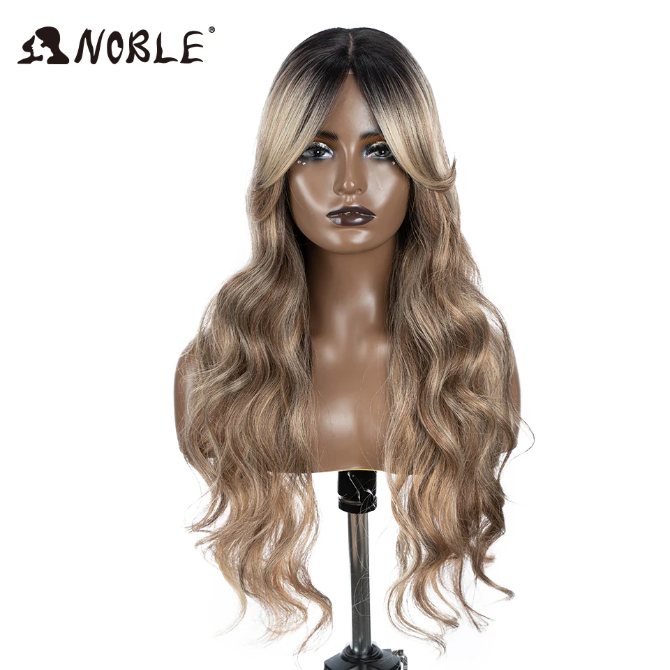 Noble Water Wave Synthetic Lace Front Wig  28 Inch Brown Wig Lace Frontal Wig Ombre Blonde Cosplay Wigs For Women Lace Front Wig