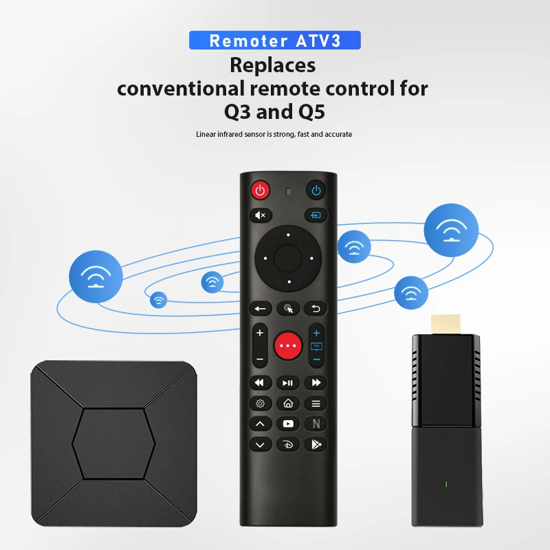 Control remoto inteligente ATV3 con soporte de voz par de aprendizaje IR para iATV Q5 Mini TV Box y iATV Q3 TV Stick