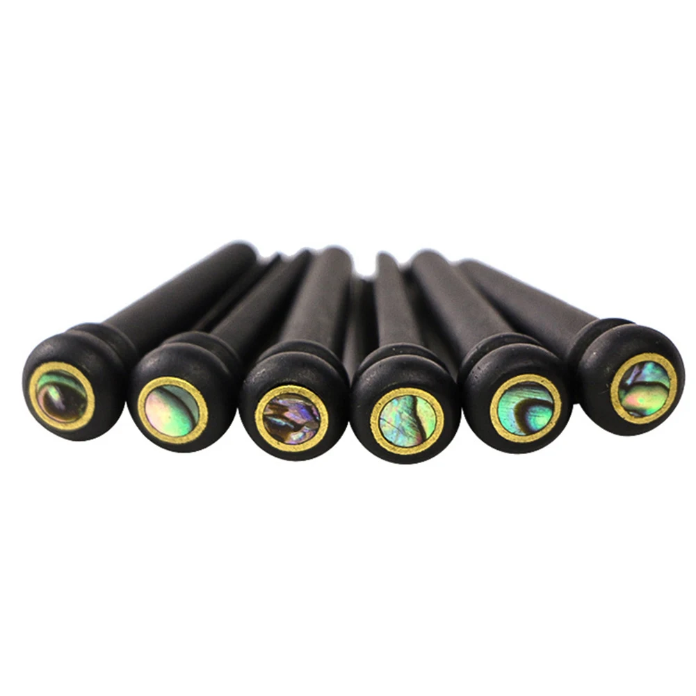 Guitar Bridge Pins 6pcs Set Black Replacement Abalone Dot Inlay Accessories Ebony Instrument Parts Acoustic Guitar
