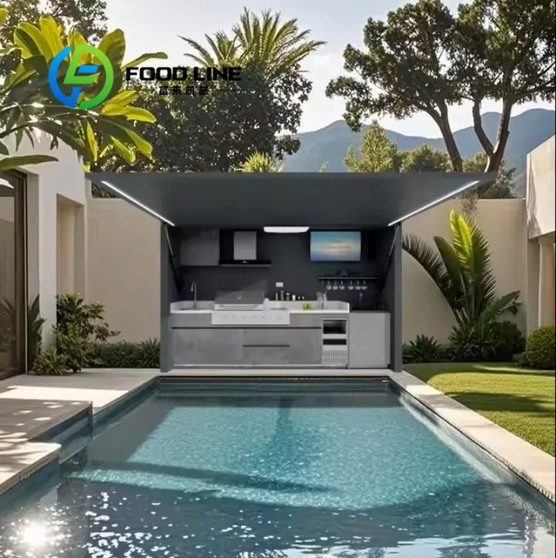 All in One Stainless Steel BBQ Kitchen with Canopy  Windproof  Rustproof & Weather-Resistant Idea for Family Party customize