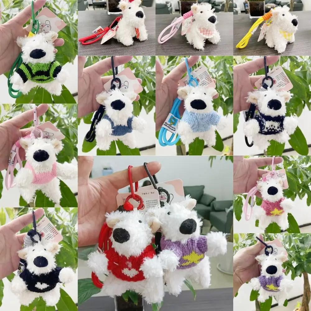 Western Highland Dog Keychain Bag Accessories Hangings Ornament Plush Toy Doll Cute Mobile Phone Pendant Car Keys Accessories