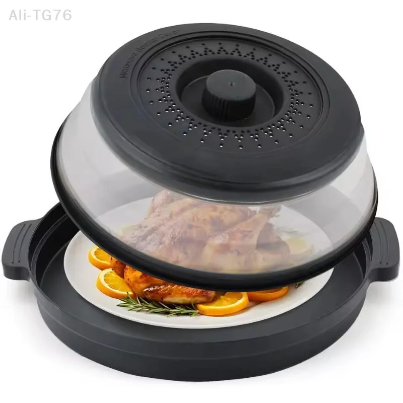 [P] Microwave Food Splatter Cover Foldable Multifunction Splash Collapsible Guard Kitchen Gadget Colander For Meal Steaming Tray