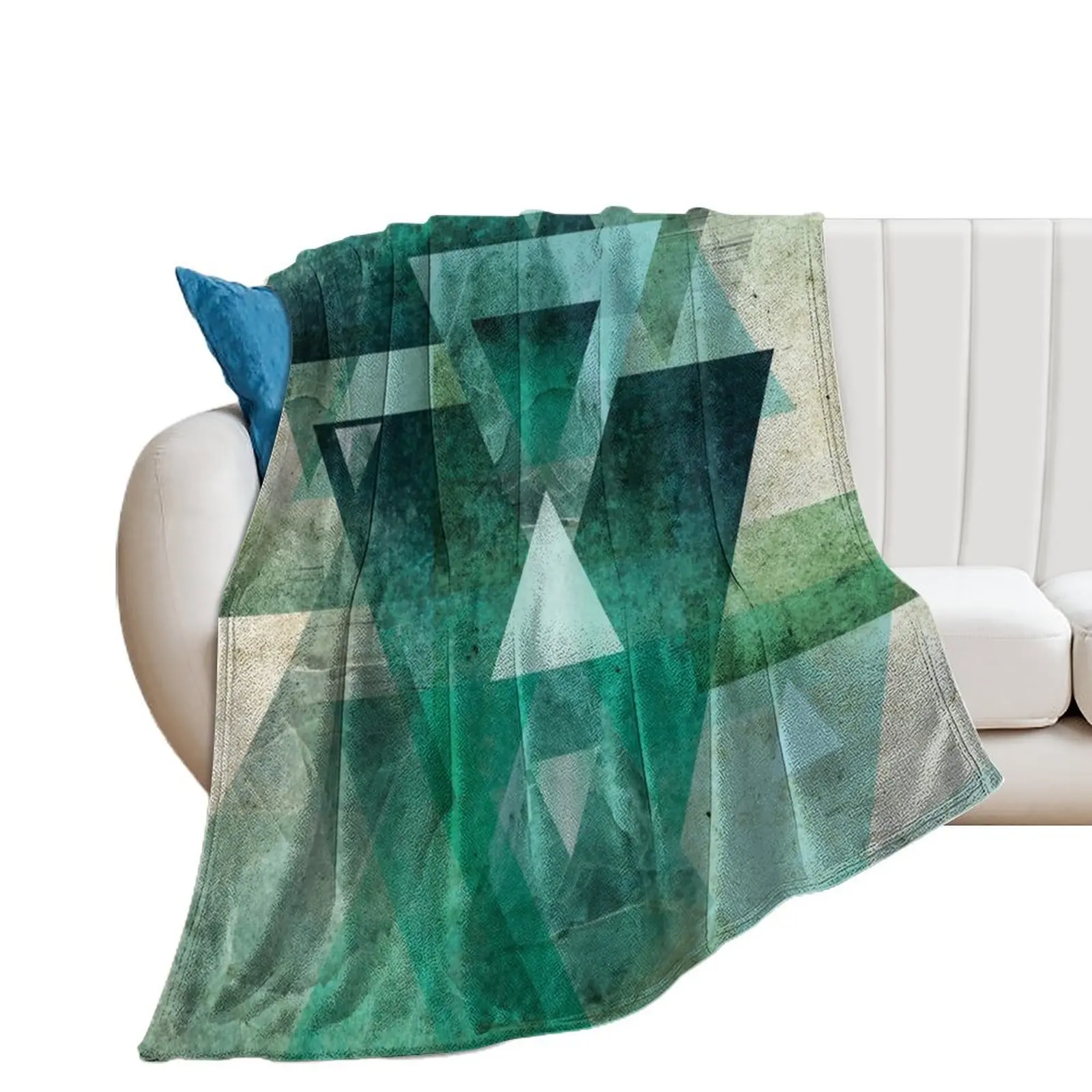 

Green Geometric Throw Blanket Furry valentine gift ideas Decorative Sofas Baby Blankets