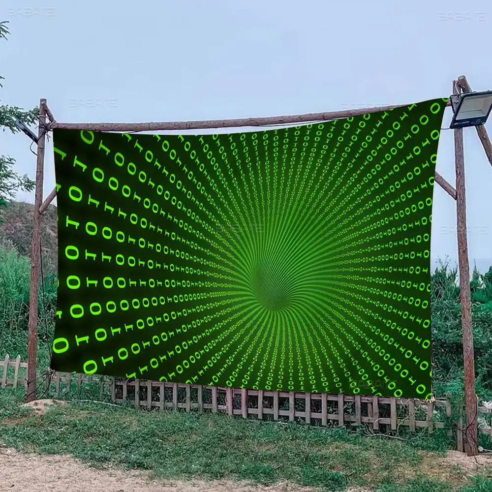 Binary Code The Matrix Program Chart Cartoon Flag Art Science Fiction Room Home Decor Wall Hanging Home Decor Banner