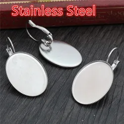 18x25mm 13x18mm 10pcs Stainless Steel French Lever Back Earrings Blank/Base,Fit 18x25mm Oval glass cabochons;Earring bezels