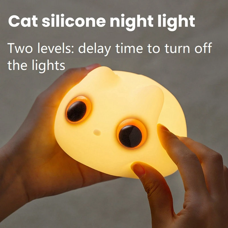 โคมไฟ USB แบบชาร์จไฟได้สำหรับแมวซิลิโคนไฟกลางคืน lampu tidur ข้างเตียงให้แมวเป็นของขวัญวันเกิดให้สัตว์เลี้ยงไฟกลางคืน