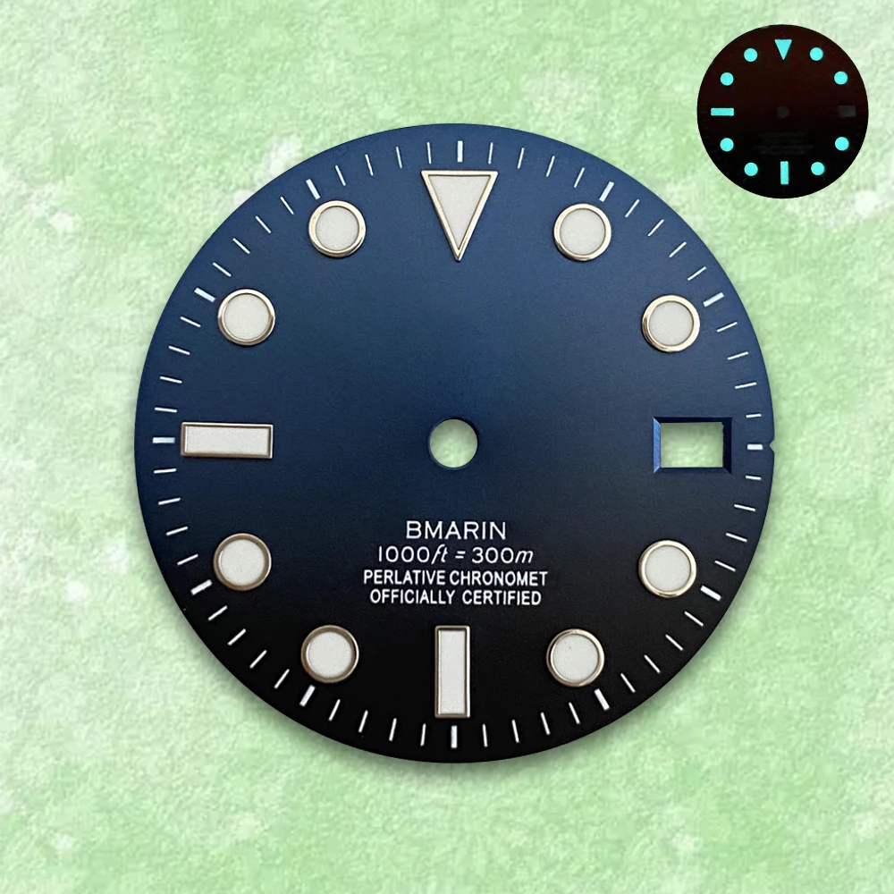 28.5mm Dial S Logo Suitable For NH35/NH36 Japanese Automatic Movement Blue Luminous Watch Modification Accessories