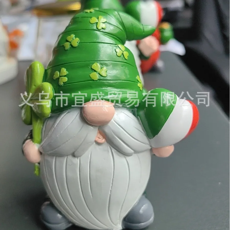 Irish Holiday Gnome Statue- Resin Party Decor, Festive Ornament, Happy Celebration