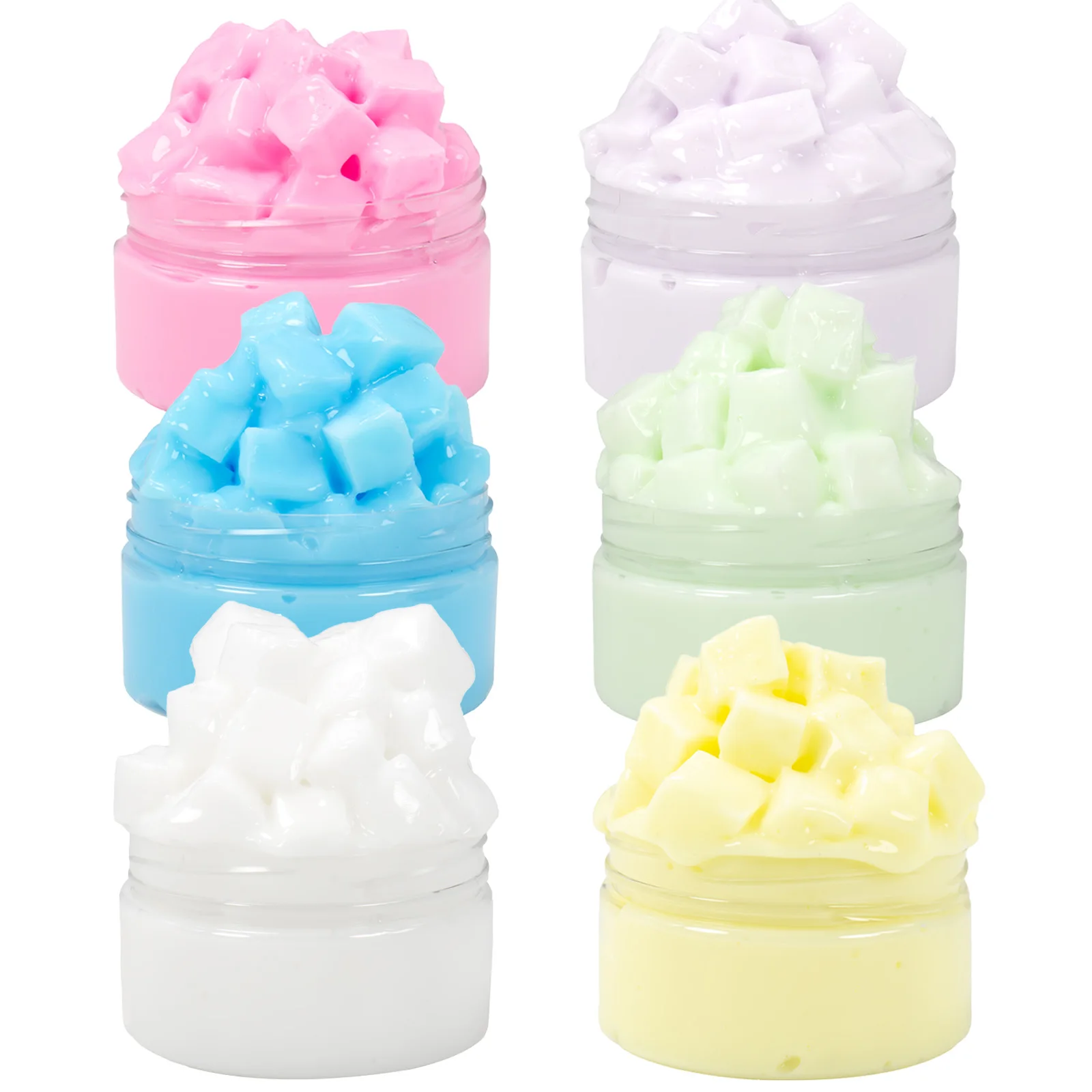 Jelly Cube Crunchy Fluffy Slime Set - Super Stretchy Anti-Stress Toy Butter Slime Kit Party Favor Gifts, Soft Non-Sticky Crystal