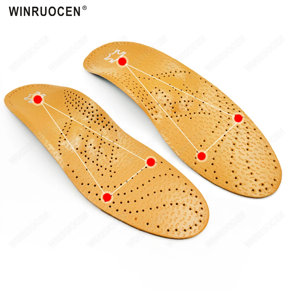 

WINRUOCEN Leather Orthotic Insole O/X Leg Health Arch Support For Flatfoot High Men And Women Shoes Insert Cushion Pad Insole