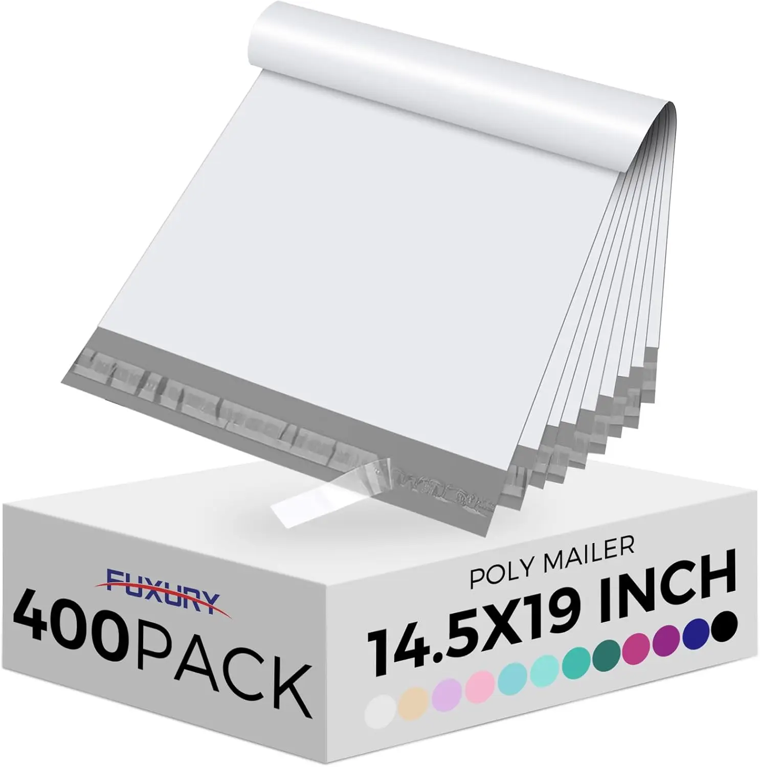 

400 Pcs 14.5x19" Poly Mailers, Strong Adhesive Shipping Bags, Waterproof & Tear Resistant, White