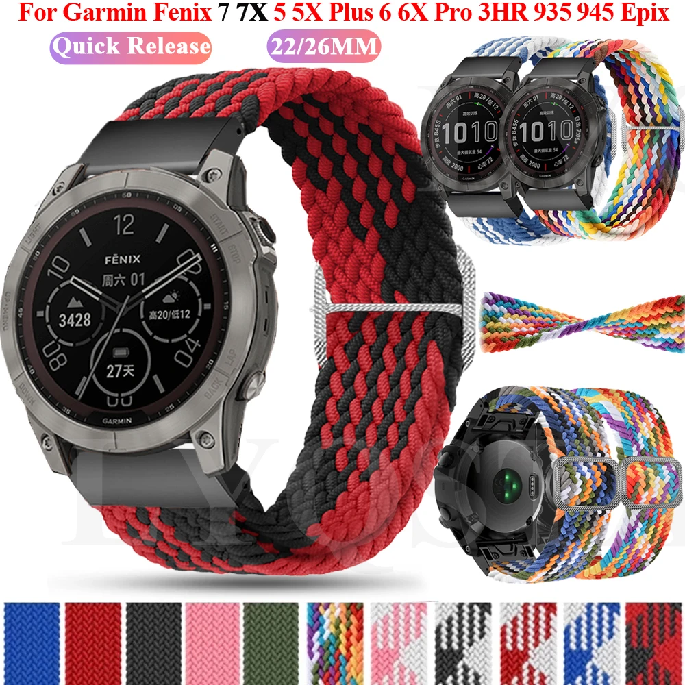 Ремешок нейлоновый с застежкой-липучкой для Garmin Enduro Watch Band Fenix 7 7X 6 6X Pro 5X Plus/Тактический DELTA/MK2i/945, 26 дюймов 22 мм