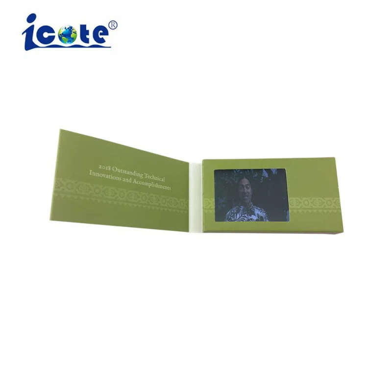 Cartões eletrônicos portáteis de 2,4 polegadas personalizados, impressão em quatro cores com técnicas de estampagem a quente e gravação