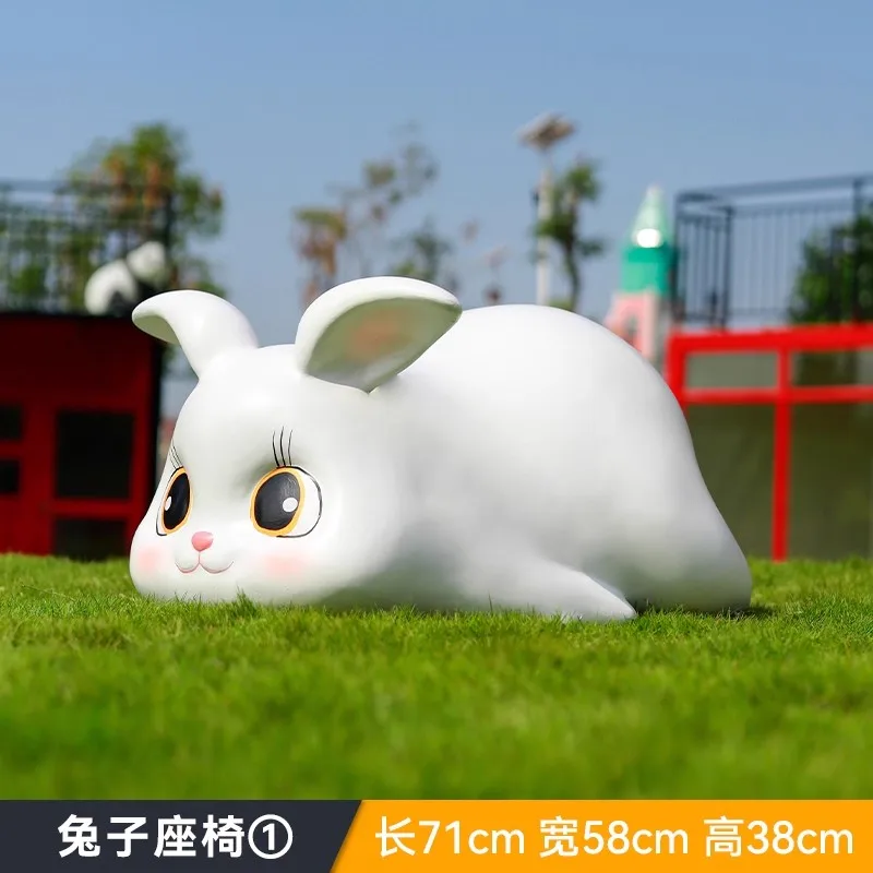 Fiberglass panda seat sculpture playground animal decoration ornament smart and interesting