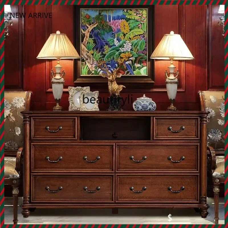 TTT Simple American bedroom TV cabinet Solid wood with fingerprint lock Locker Bedroom TV cabinet High