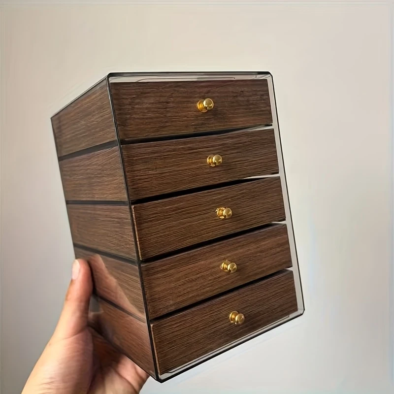 

Пятислойная шкатулка для украшений из персикового дерева, корпус из персикового дерева в сочетании с элементами в богемном стиле, легко хранит мелкие предметы.