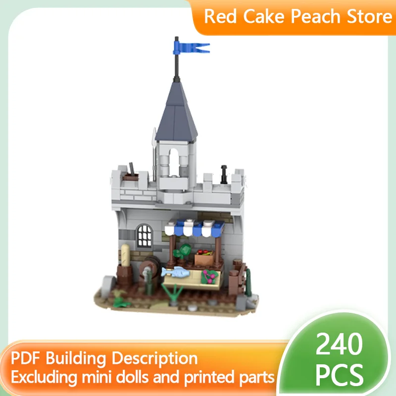 

Модель средневекового замка MOC, строительные блоки, модульный конструктор «Замковый рынок», развивающая игрушка для детей, подарок на праздник, набор для сборки