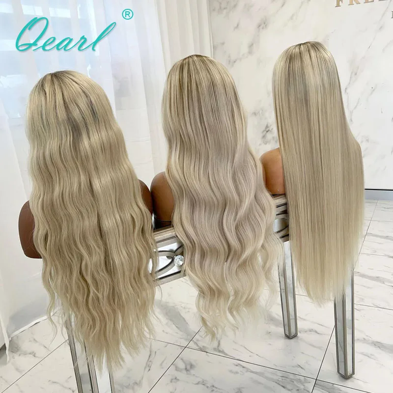 

Virgin Brazilian Real Human Hair Wigs for Women Ash Blonde HD Transparent Lace Frontal Wig 13x6 Honey Colored Wig Sale Qearl