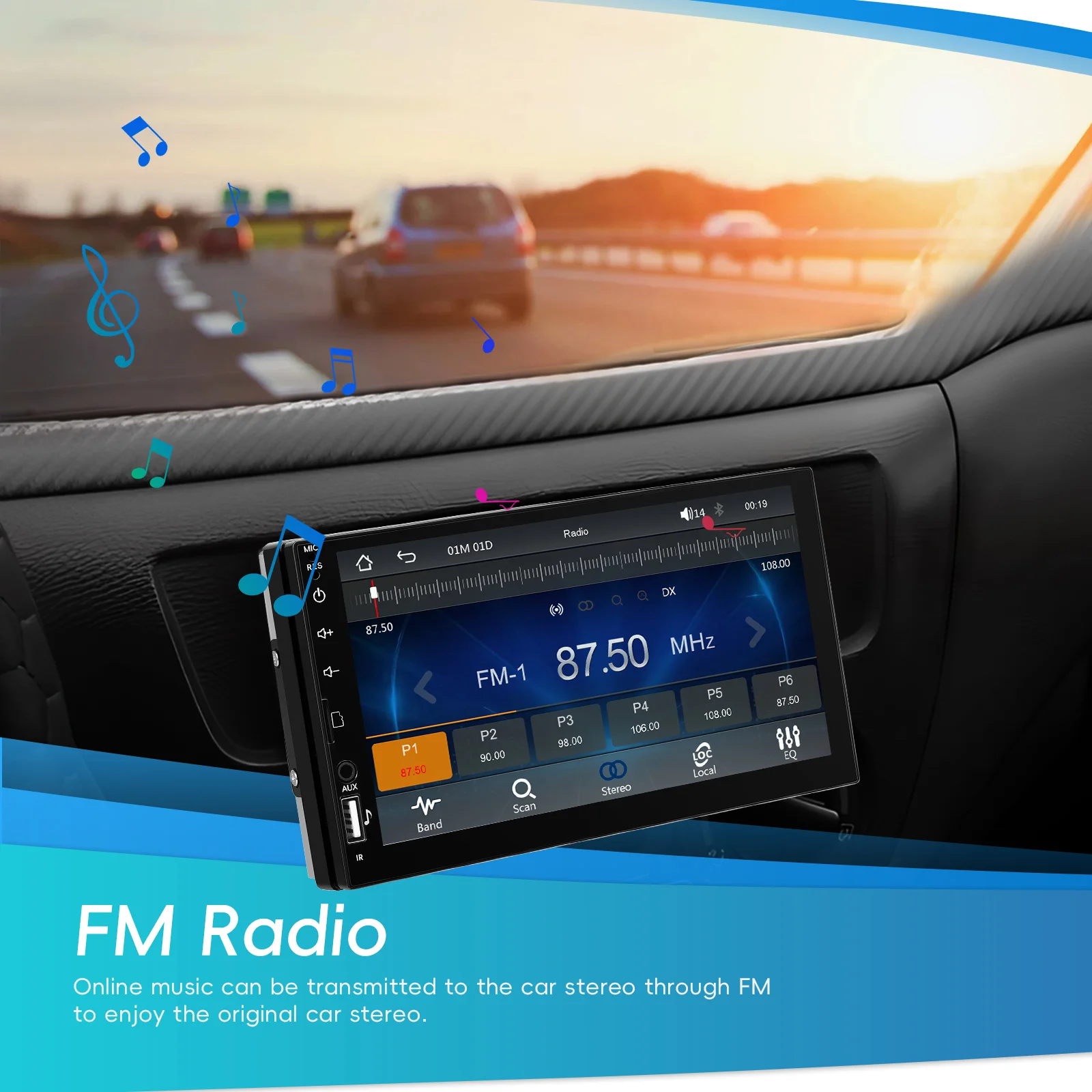 Hikity 7 "شاشة تعمل باللمس 1DIN Carplay أندرويد السيارات سيارة مشغل MP5 مع بلوتوث FM استقبال متعدد الوظائف منفذ USB EQ مرآة الارتباط