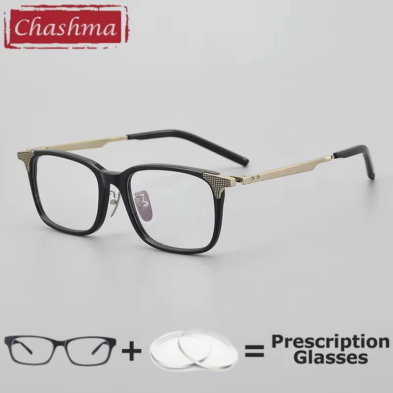 

Chashma Men Acetate Titanium Eyeglasses Prescription Lenses Reading Glasses Top Quality Optical Frame for Gentlemen