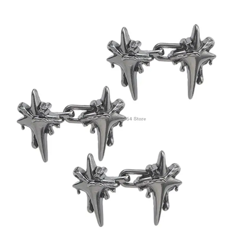 3PCS Crossed Star Waist Buckle Clasp Button Nonsewing Waist Pin for Loose Jeans