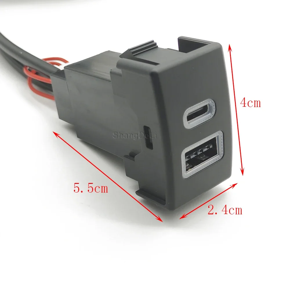 12/24V Car Charger Socket QC3.0 Dual USB PD Type C Phone Charging Outlet Power Adapter For Mazda 5 For Mazda 6 Accessories