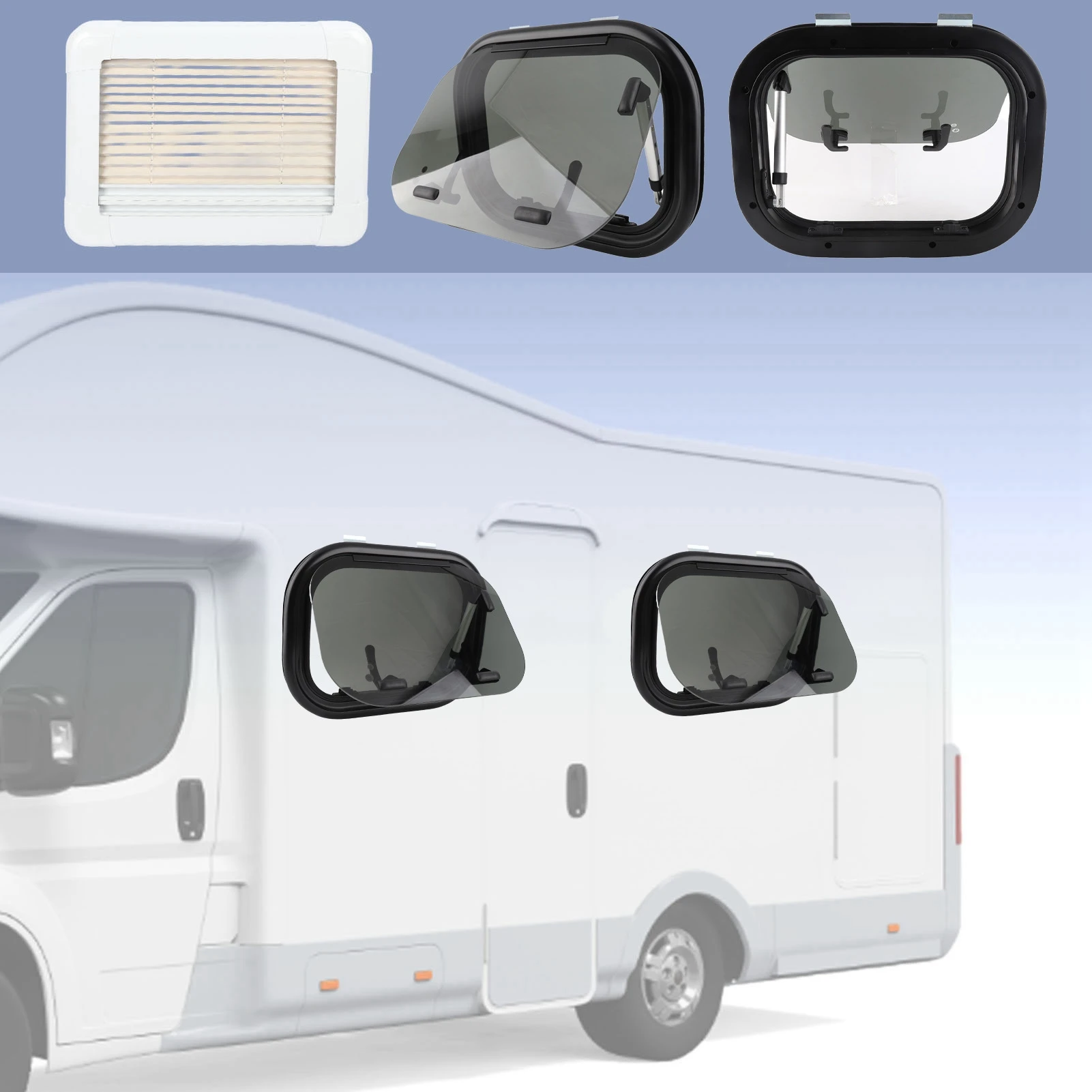 RV دفع خارج نافذة الوقاية من الحرارة نافذة 16x12 بوصة امتصاص الصدمات الأشعة فوق البنفسجية قوي آمن الختم للمقطورات نافذة المنزل المتنقل