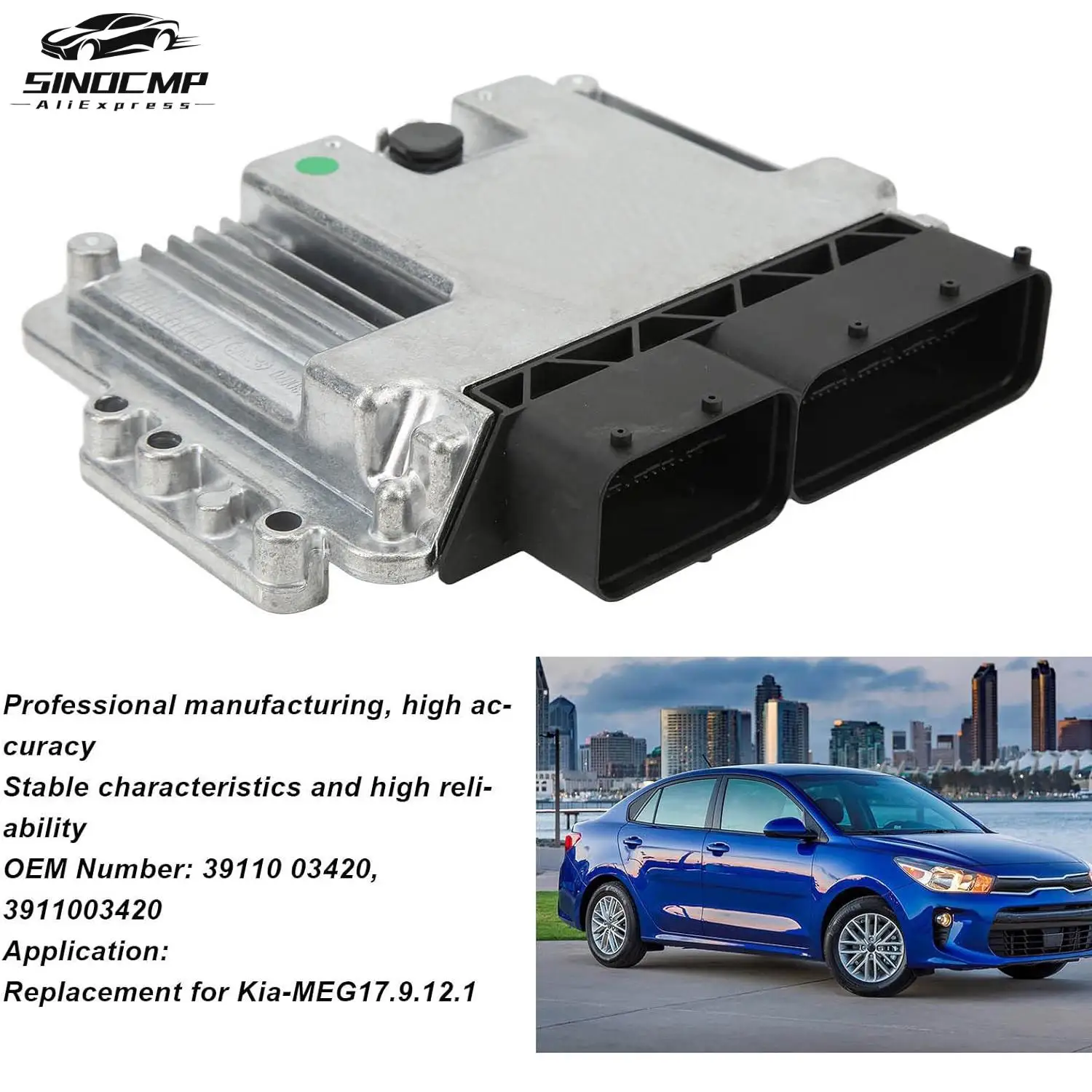 Engine Computer Board ECU A04 3911003420 39110-03420 For KIA -MEG17.9.12.1 Engine Components Computer Board Assembly
