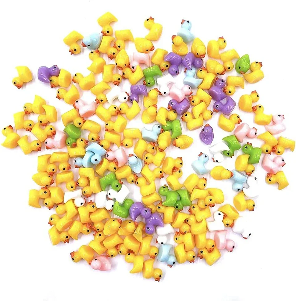 50/100pcs Resin Mini Duck Miniature Figurines Ornaments Decor Yellow Animal Garden Craft Tiny Ducks Landscape Plant Garden Decor