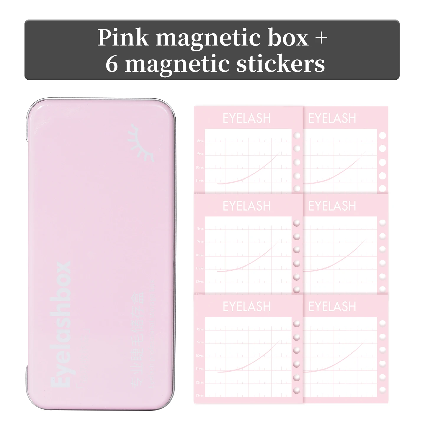 7-teiliges Magnetisches Wimpernverlängerungs-Aufbewahrungsset mit 6 Wimpern-Displayplatten, Wimpern-Organizer-Box, Präsentationsboard, Make-up-Werkzeuge