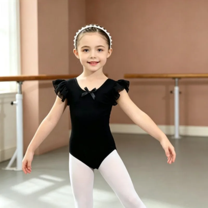 

Black Short-sleeve Dance Costume for Girls, Professional One-piece Ballet Leotard for Toddlers, Ideal for Ballet Training