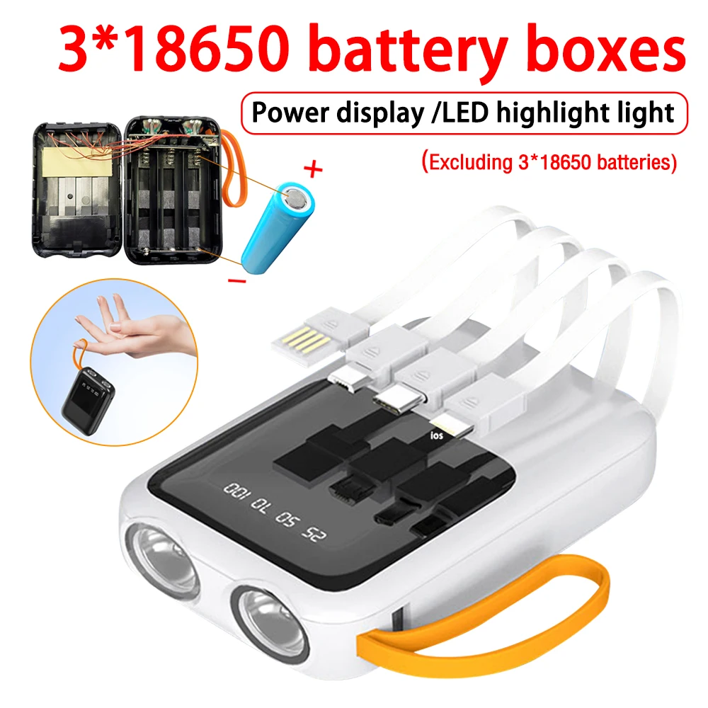 Imagem -02 - Carregador de Bateria Power Bank Shell Carregamento Rápido Powerbank de Bateria Externa Mini Caixa de Armazenamento de Energia da Bateria Caixa de Bateria Diy 18650