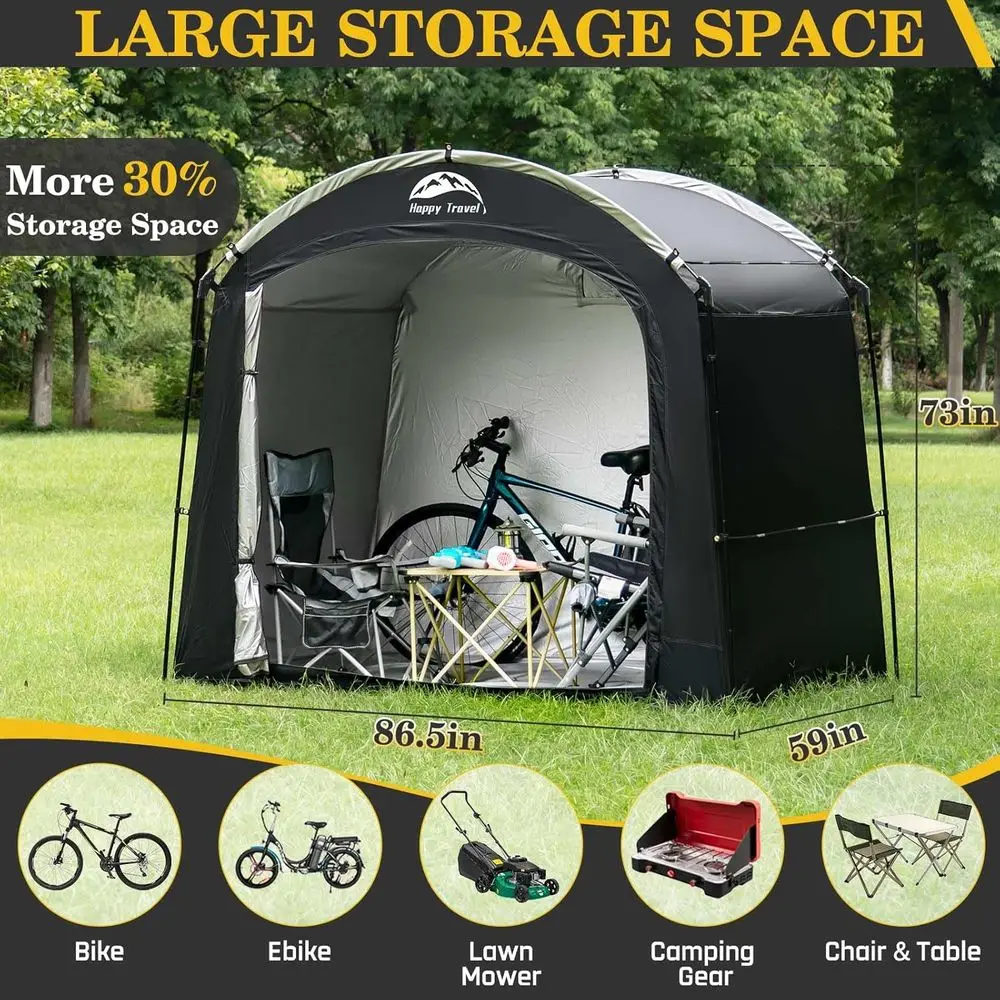 Waterproof Portable Bike Shelter for 2-5 Bikes with 30% Extra Storage for Outdoor Use