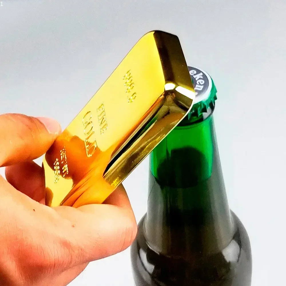 

Gold Bar Bottle Opener ABS Metal Magnet Bullion Beer Openers Handheld Gold Bar Bottle Opener Kitchen Utensils Bar Accessories